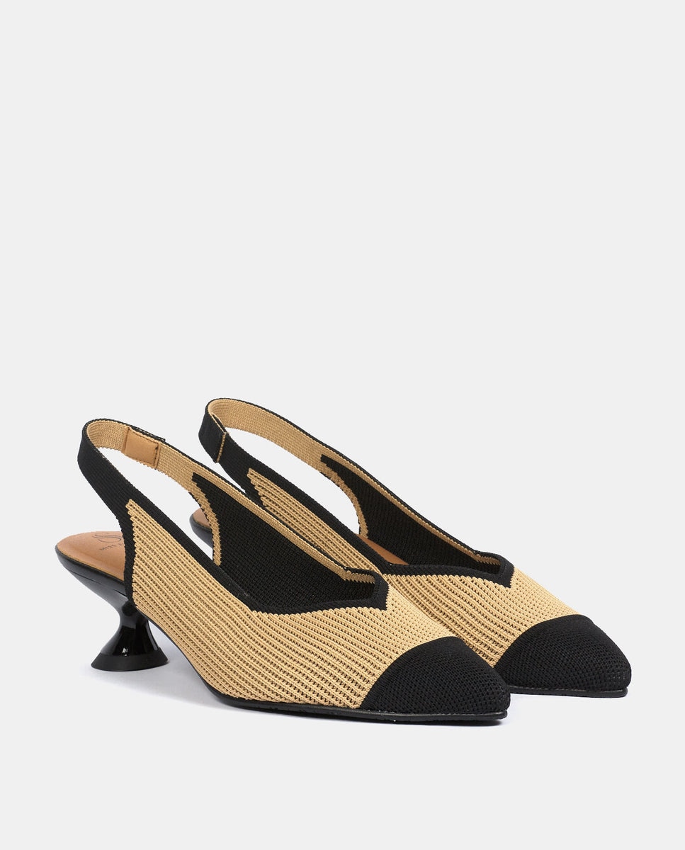 Zapatos de salón reine de mujer en tejido reciclado - Miss Elastic - Beige Beige-3
