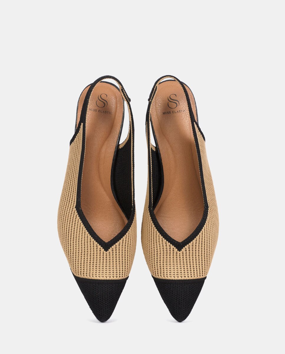 Zapatos de salón reine de mujer en tejido reciclado - Miss Elastic - Beige Beige-4