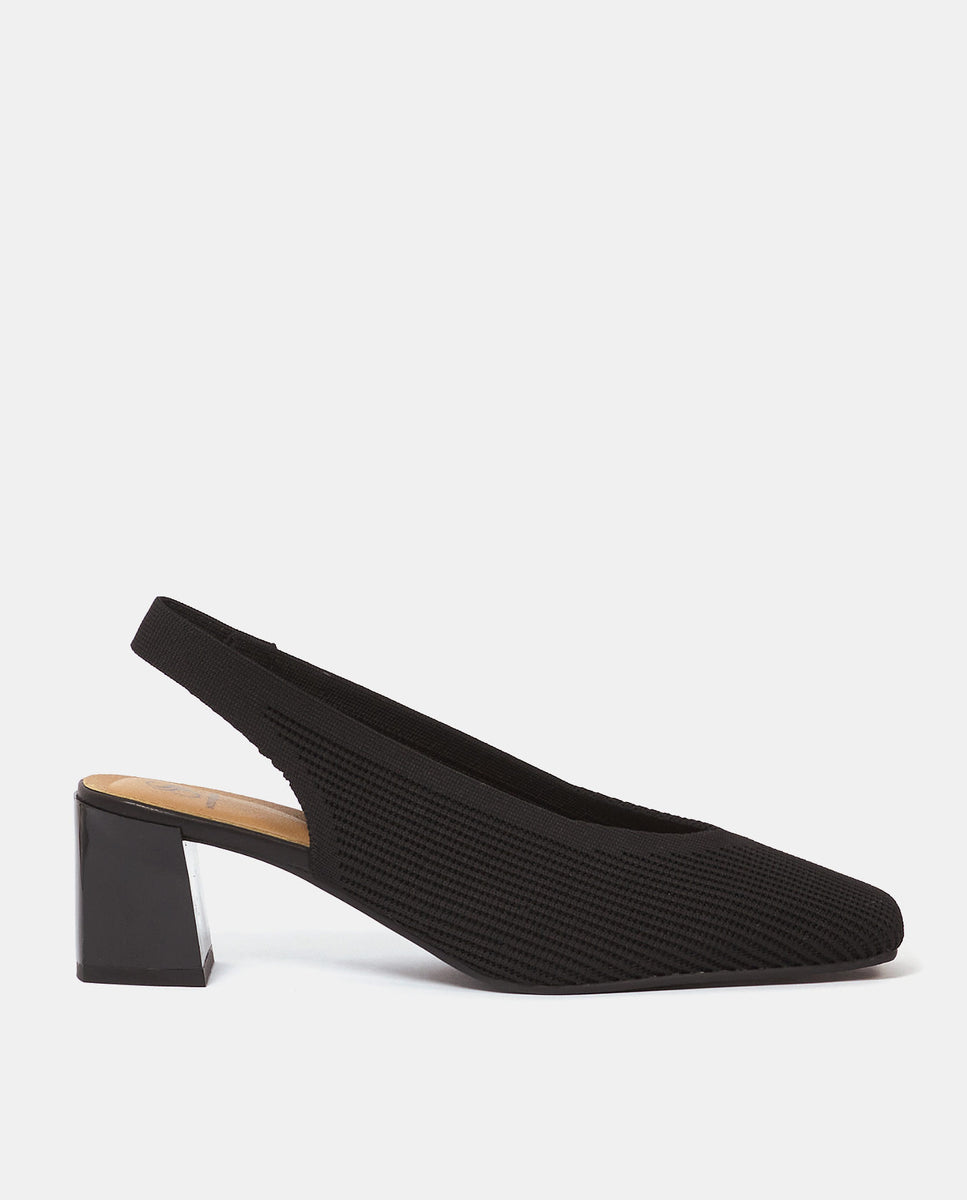 Zapatos de salón destalonados glass de mujer en tejido reciclado beige - Miss Elastic - Negro Negro-1