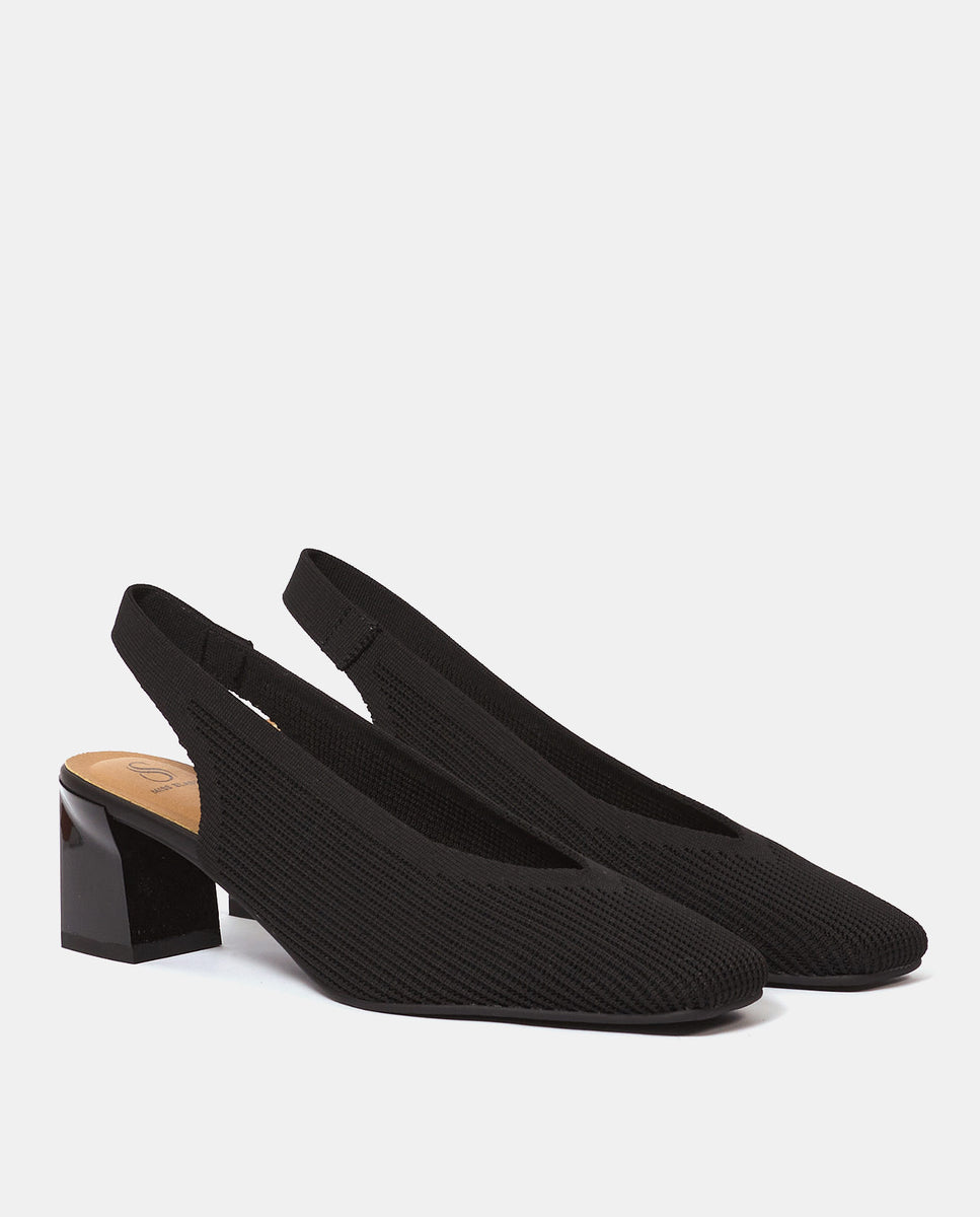 Zapatos de salón destalonados glass de mujer en tejido reciclado beige - Miss Elastic - Negro Negro-3