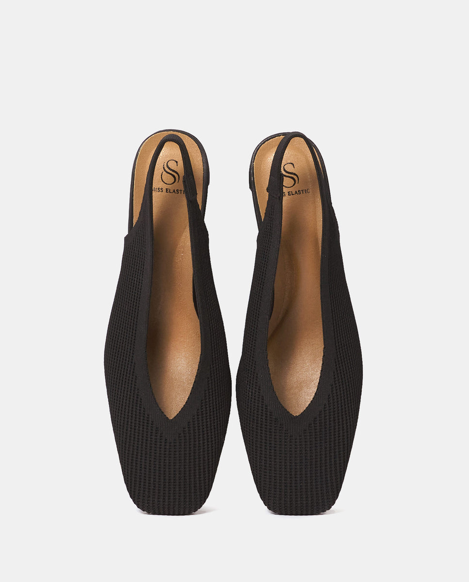 Zapatos de salón destalonados glass de mujer en tejido reciclado beige - Miss Elastic - Negro Negro-4