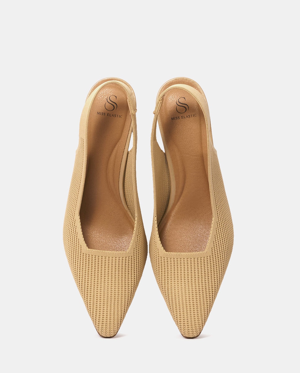 Zapatos de salón flow de mujer en tejido reciclado - Miss Elastic - Beige Beige-4