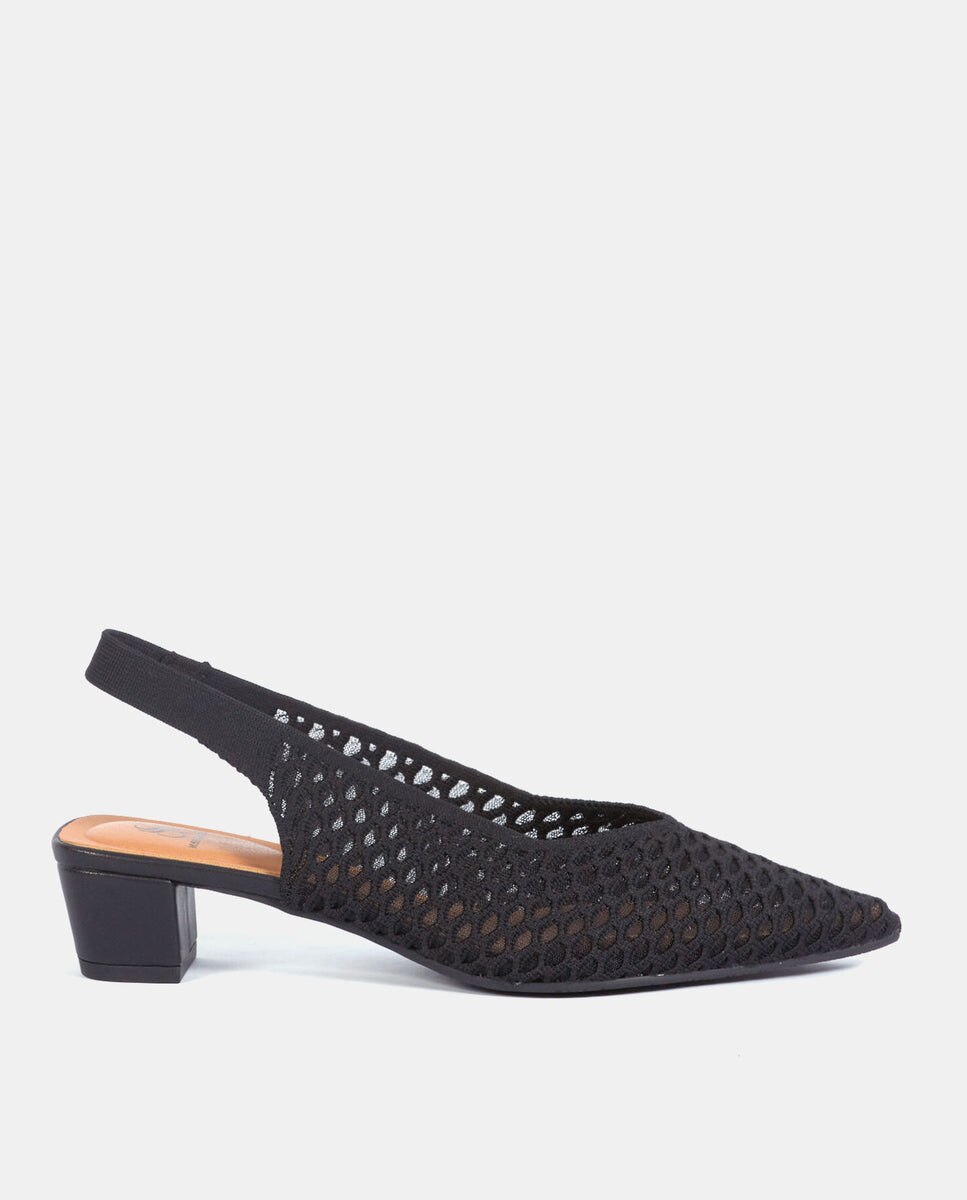 Zapatos de salón finha de mujer en tejido reciclado beige - Miss Elastic - Negro Negro-1