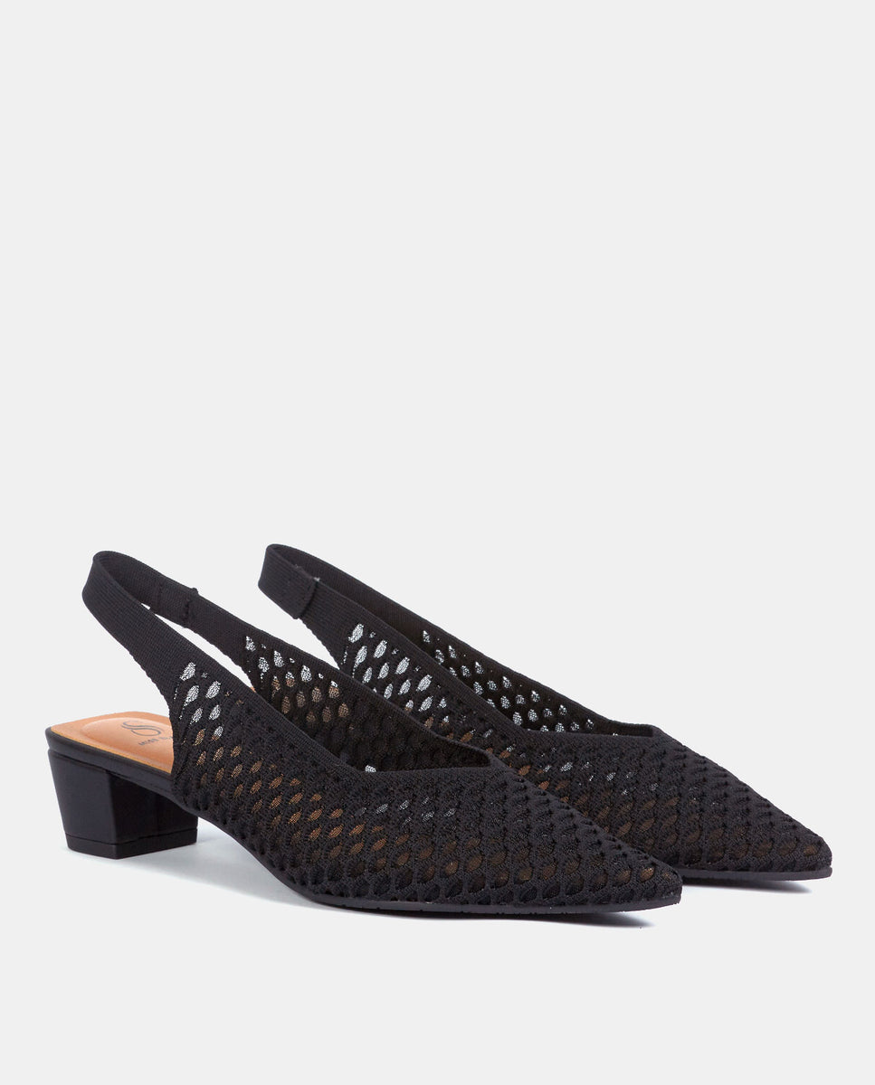 Zapatos de salón finha de mujer en tejido reciclado beige - Miss Elastic - Negro Negro-3