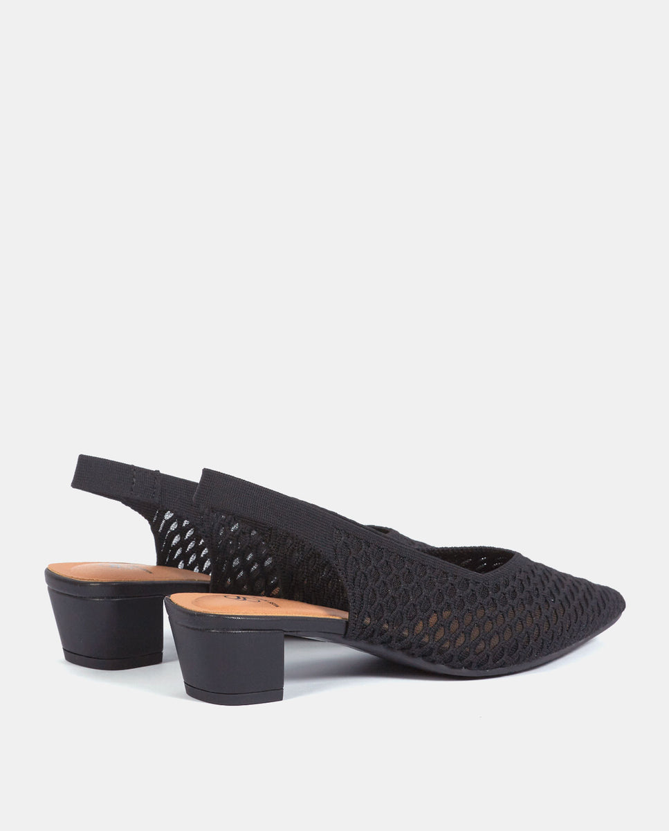 Zapatos de salón finha de mujer en tejido reciclado beige - Miss Elastic - Negro Negro-2