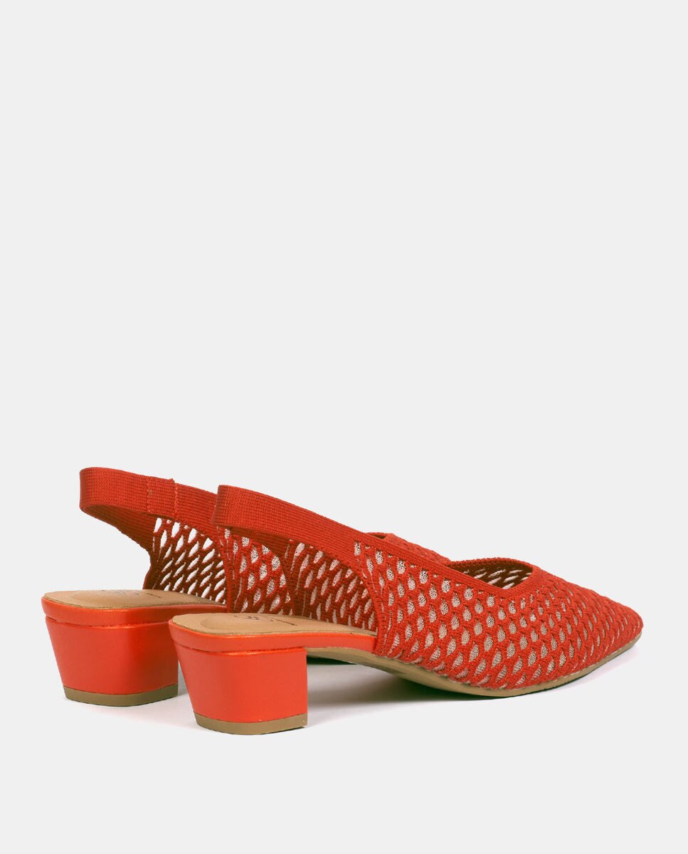 Zapatos de salón finha de mujer en tejido reciclado beige - Miss Elastic - Rojo Rojo-2