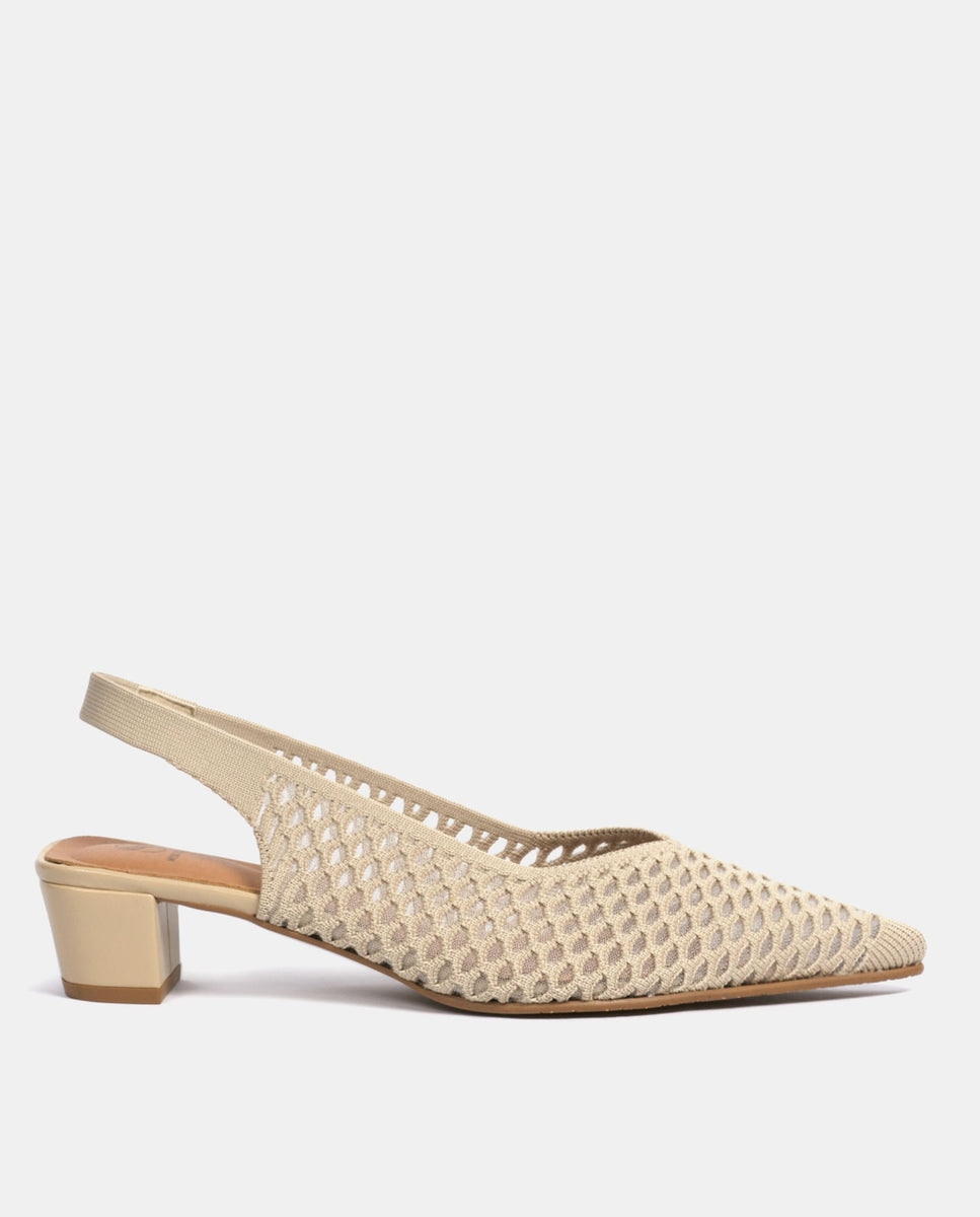Imagen 0 de Zapatos de salón finha de mujer en tejido reciclado negro Beige