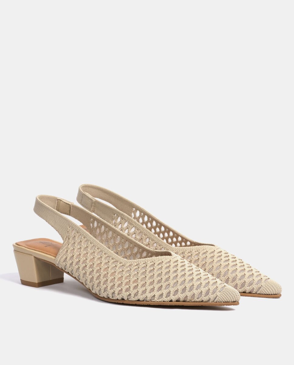 Zapatos de salón finha de mujer en tejido reciclado - Miss Elastic - Beige Beige-3
