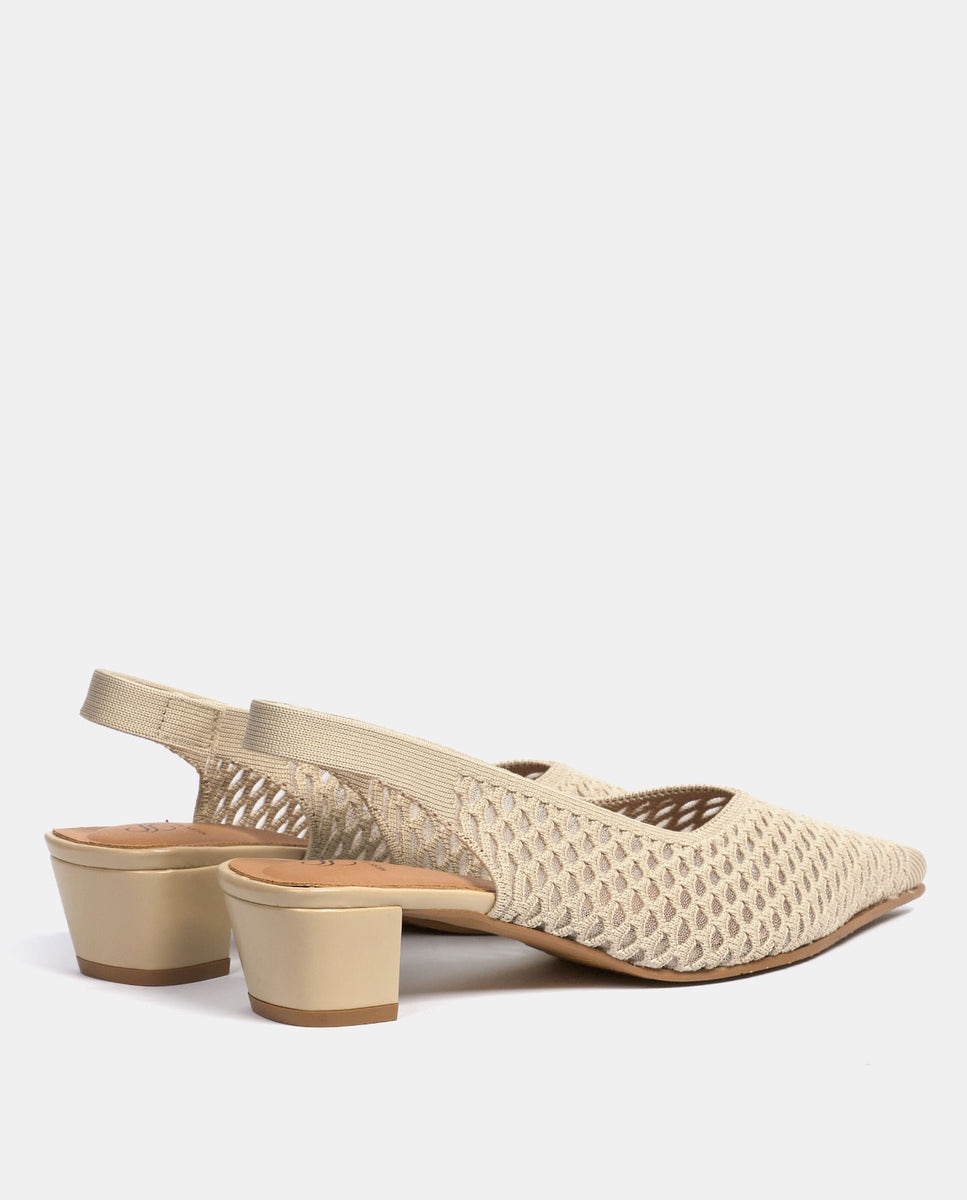 Zapatos de salón finha de mujer en tejido reciclado - Miss Elastic - Beige Beige-2