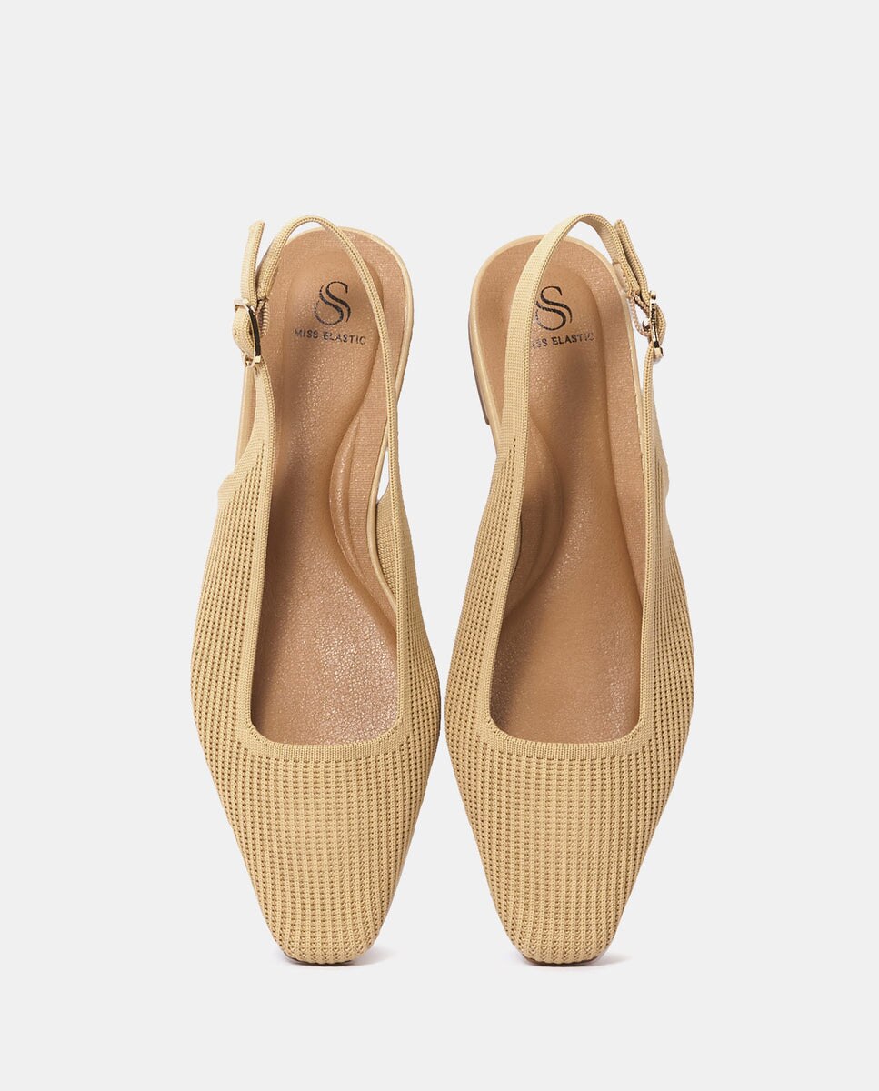 Bailarinas destalonadas vilass de mujer en tejido reciclado negro - Miss Elastic - Camel Camel-4
