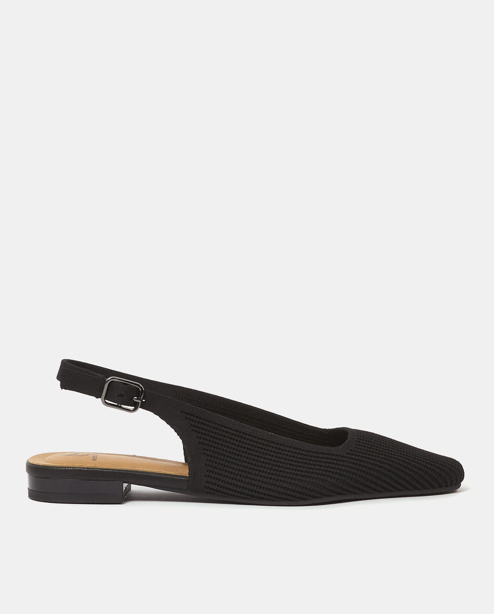 Bailarinas destalonadas vilass de mujer en tejido reciclado - Miss Elastic - Negro Negro-1