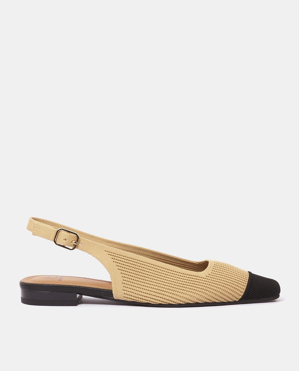 Bailarinas destalonadas vilass de mujer en tejido reciclado crema y - Miss Elastic - Negro Negro-1