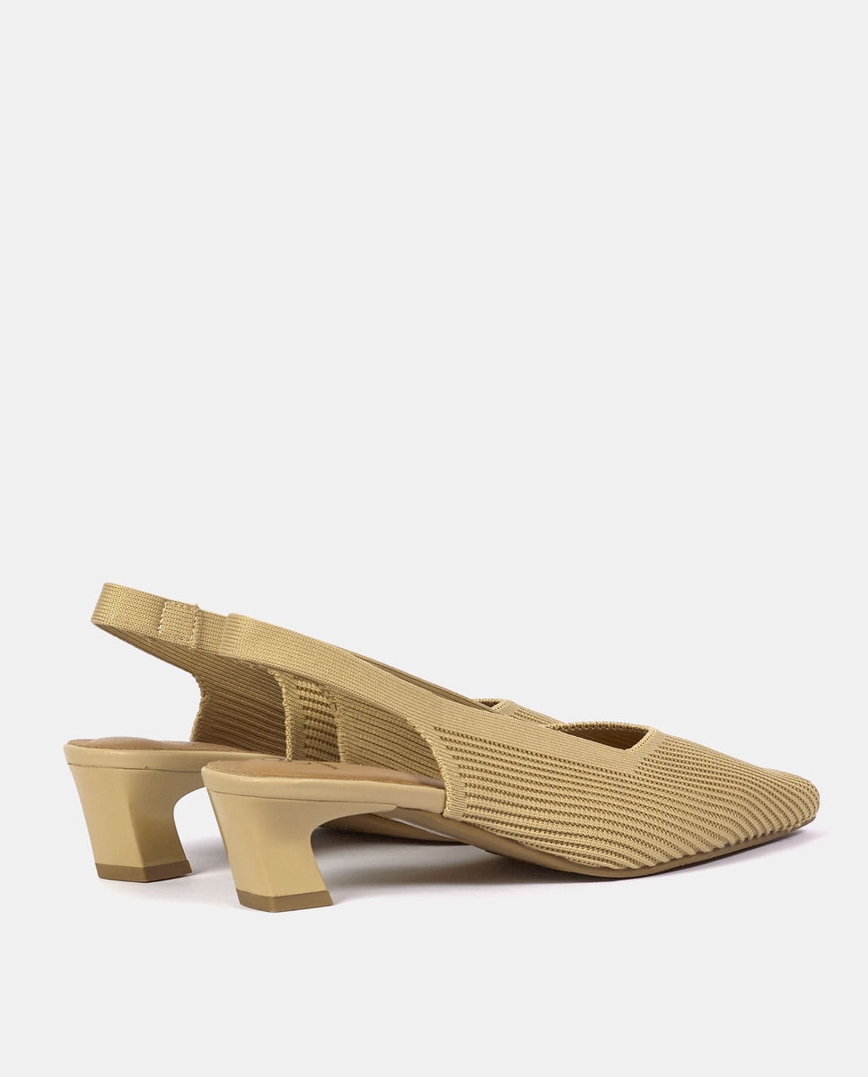 Zapatos de salón parigi de mujer en tejido reciclado negro - Miss Elastic - Beige Beige-2