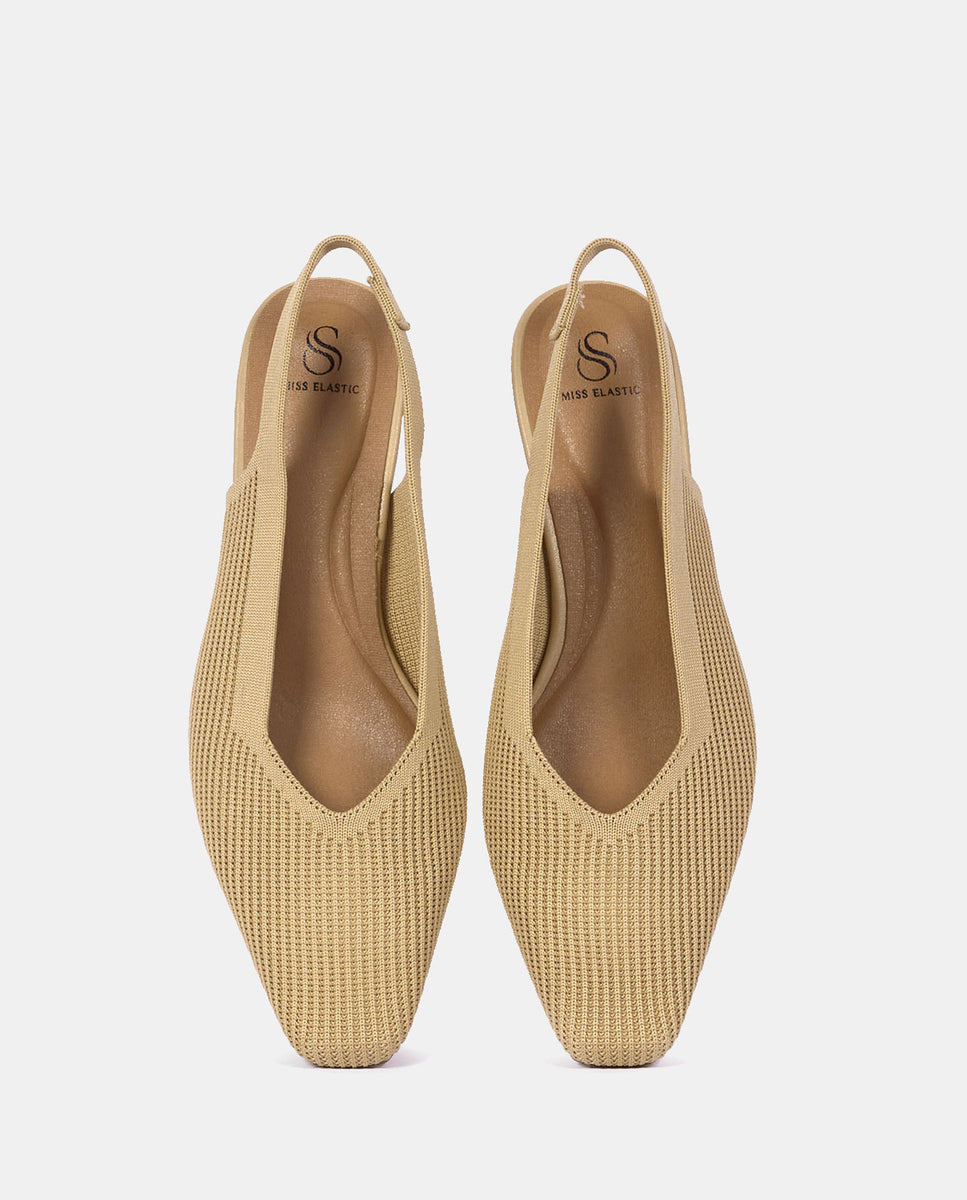 Zapatos de salón parigi de mujer en tejido reciclado negro - Miss Elastic - Beige Beige-4