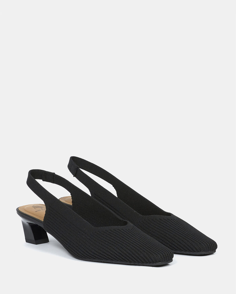 Zapatos de salón parigi de mujer en tejido reciclado - Miss Elastic - Negro Negro-3