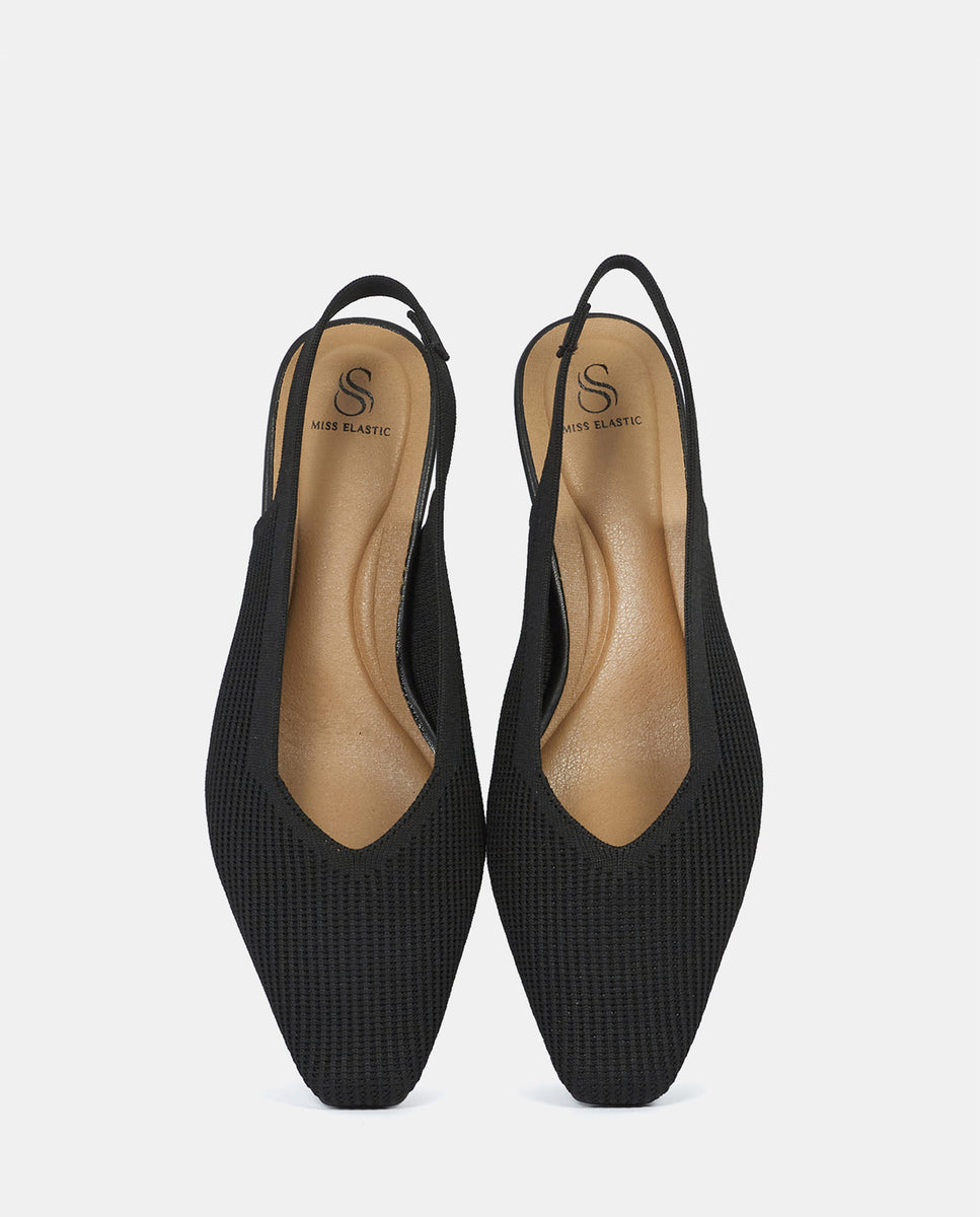 Zapatos de salón parigi de mujer en tejido reciclado - Miss Elastic - Negro Negro-4
