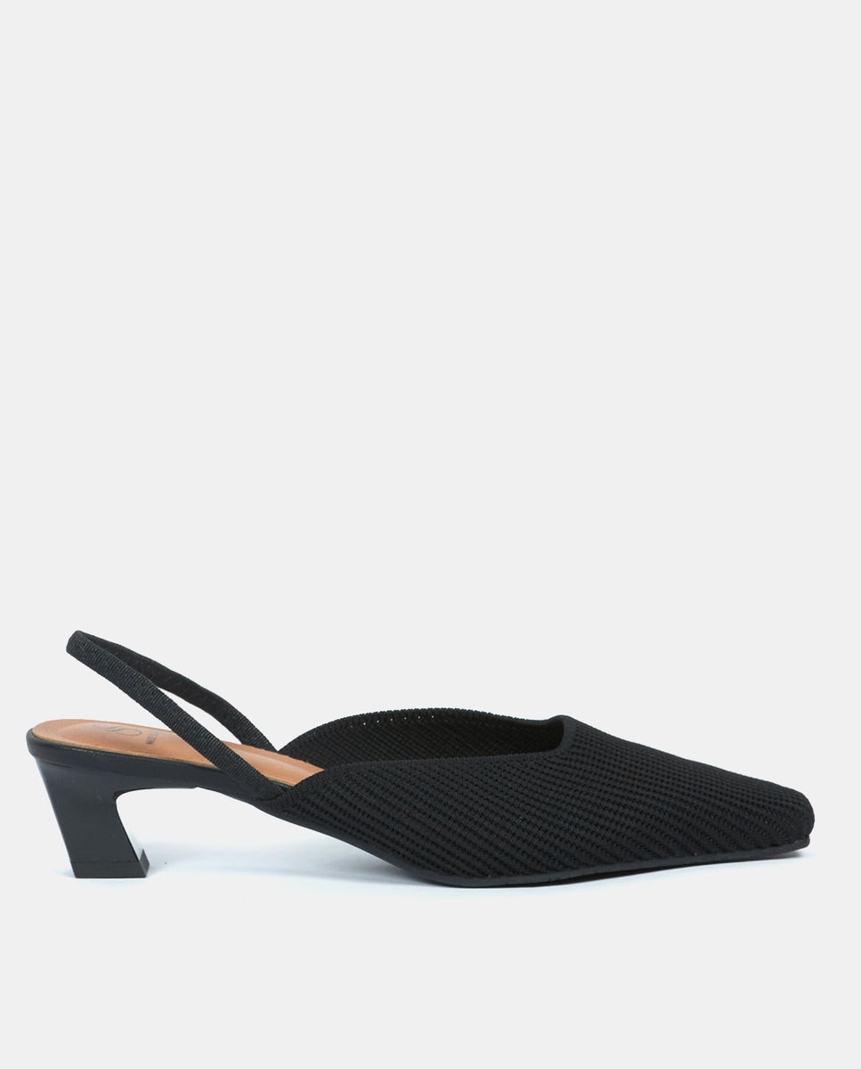 Zapatos de salón parigi de mujer en tejido reciclado - Miss Elastic - Negro Negro-1