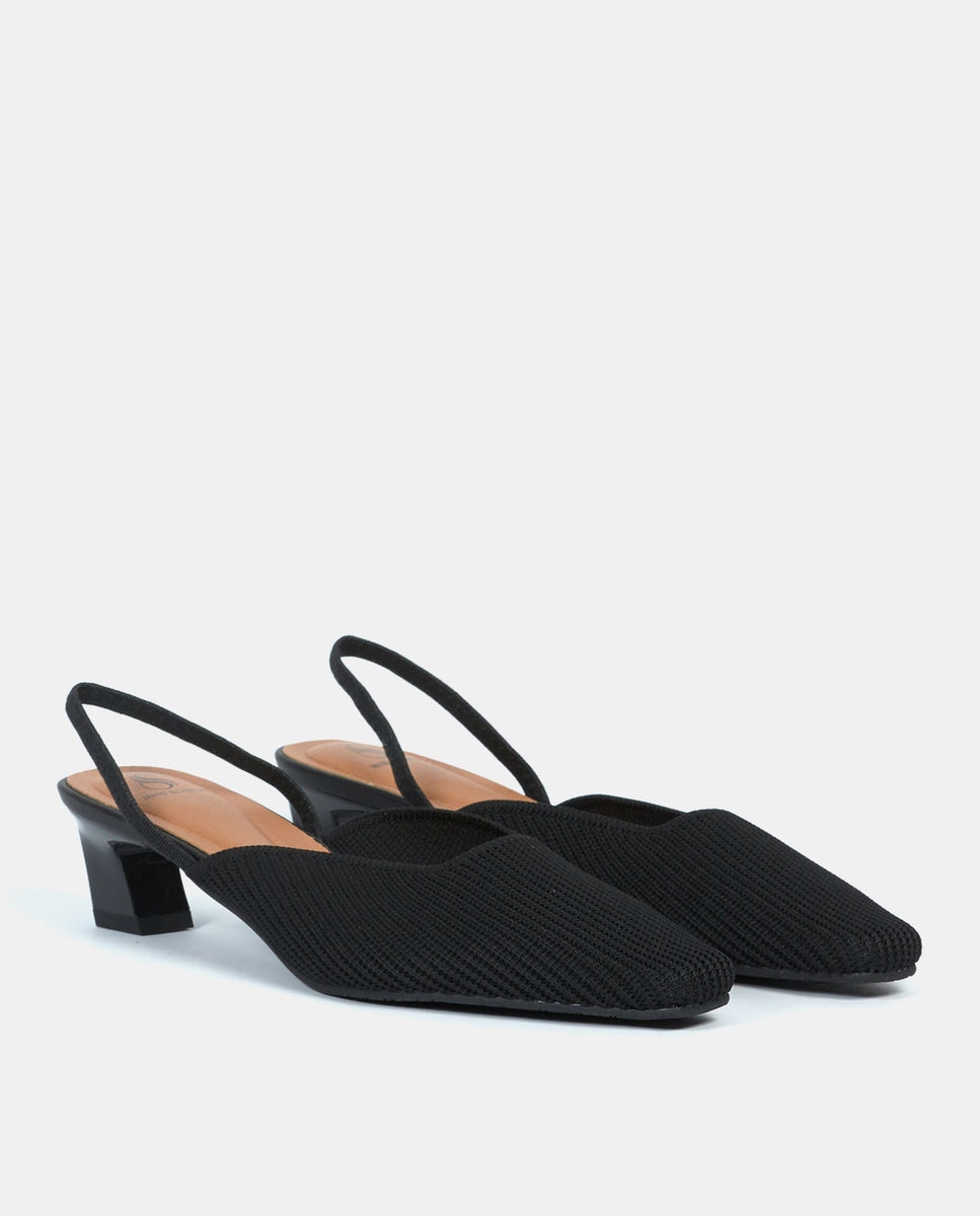 Zapatos de salón parigi de mujer en tejido reciclado - Miss Elastic - Negro Negro-3