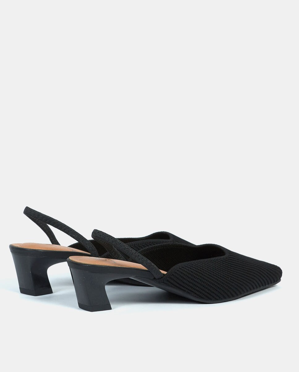 Zapatos de salón parigi de mujer en tejido reciclado - Miss Elastic - Negro Negro-2