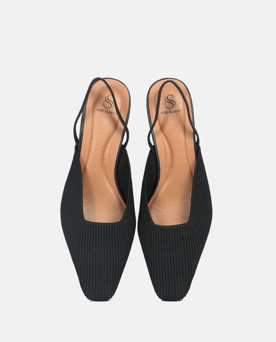 Zapatos de salón parigi de mujer en tejido reciclado - Miss Elastic - Negro Negro-4