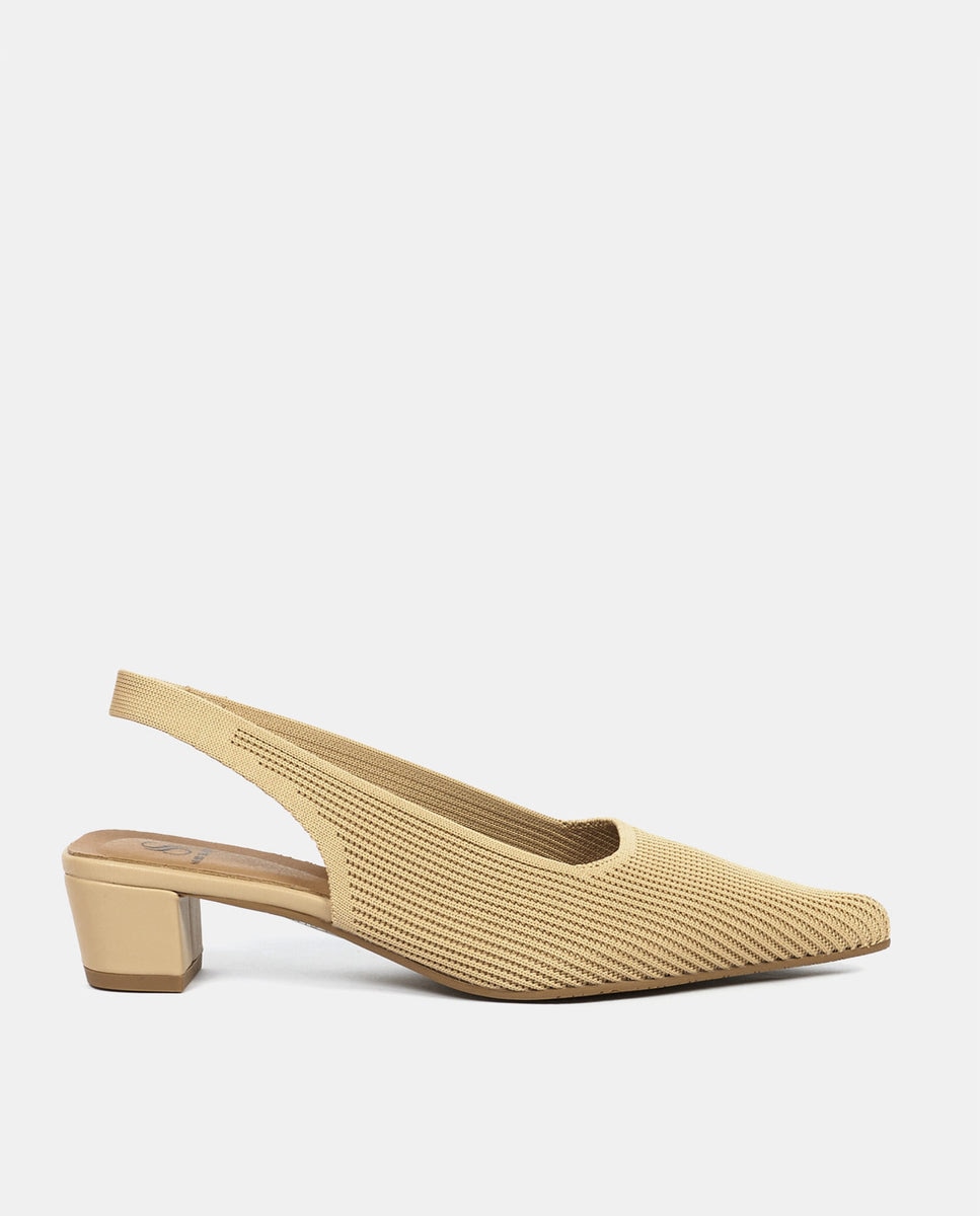 Imagen 0 de Zapatos de salón finha de mujer en tejido reciclado negro Beige