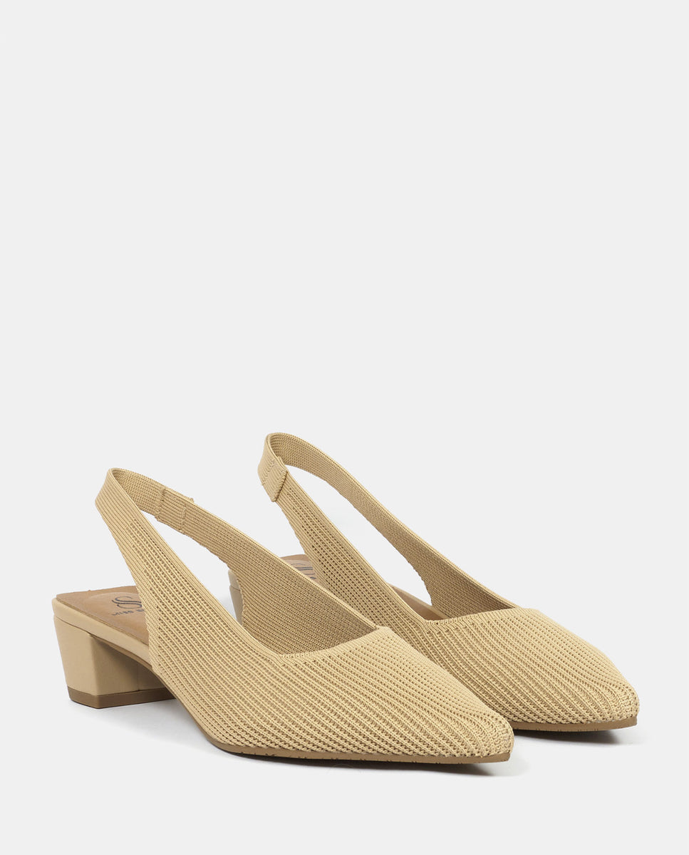 Zapatos de salón finha de mujer en tejido reciclado negro - Miss Elastic - Beige Beige-3