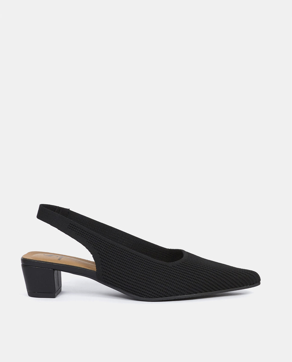 Imagen 1 de Zapatos de salón finha de mujer en tejido reciclado beige - Miss Elastic - Negro Negro
