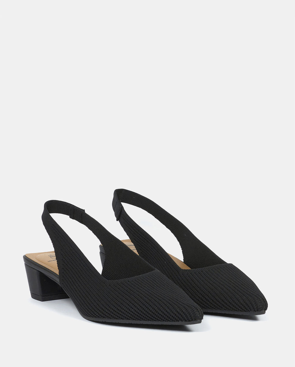 Imagen 3 de Zapatos de salón finha de mujer en tejido reciclado beige - Miss Elastic - Negro Negro