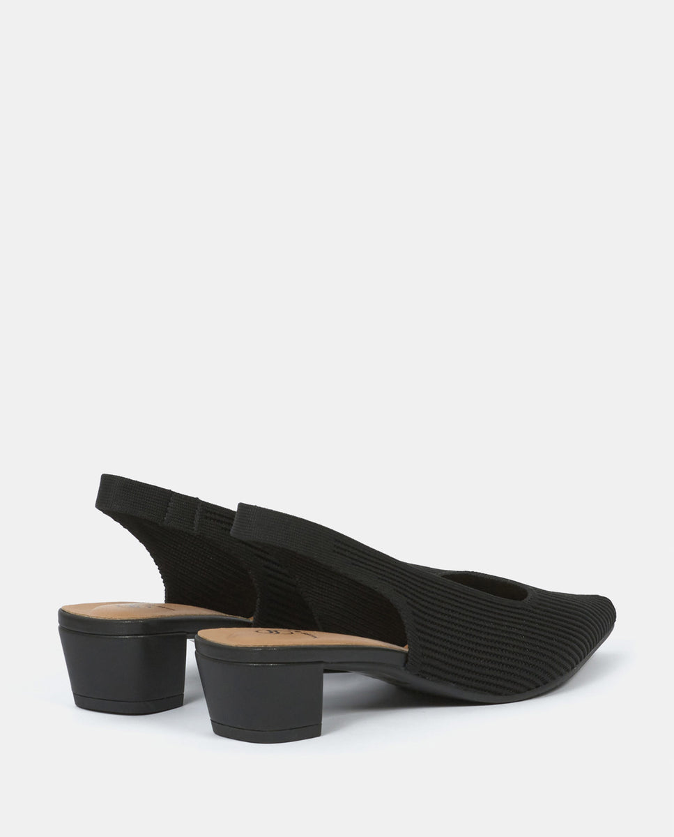 Imagen 2 de Zapatos de salón finha de mujer en tejido reciclado beige - Miss Elastic - Negro Negro