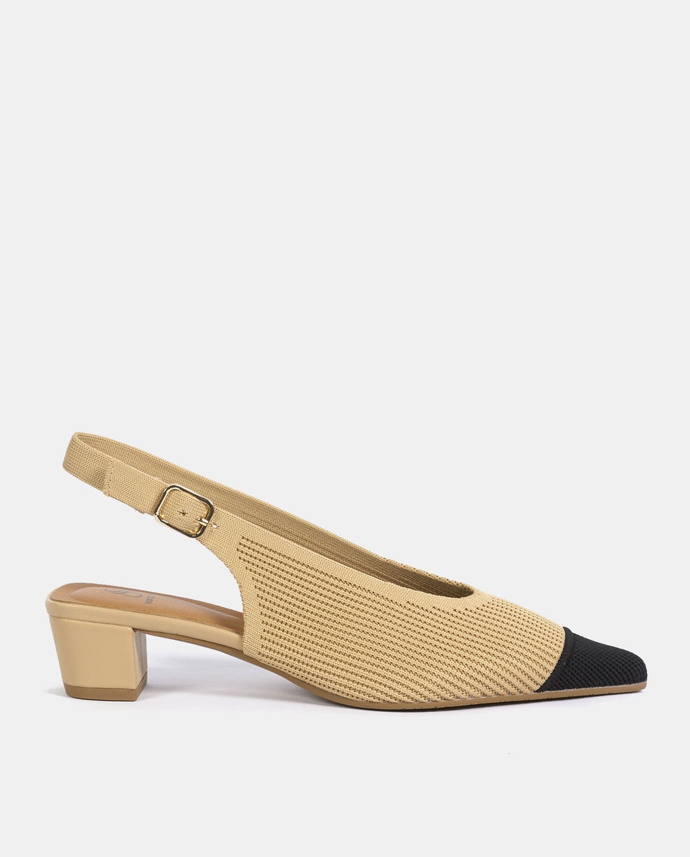 Imagen 1 de Zapatos de salón finha de mujer en tejido reciclado - Miss Elastic - Negro Negro