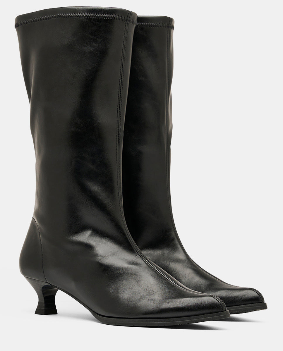Botas zetina plus de mujer en tejido elástico camel - Miss Elastic - Negro Negro-2