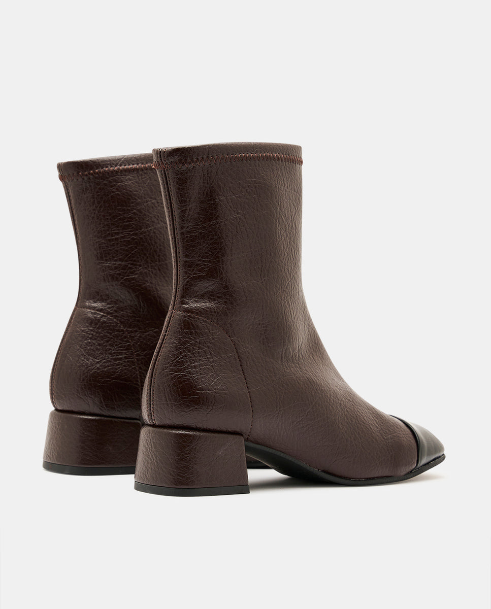 Botines brigite chanel de mujer en tejido elástico negro - Miss Elastic - Marrón Marrón-4