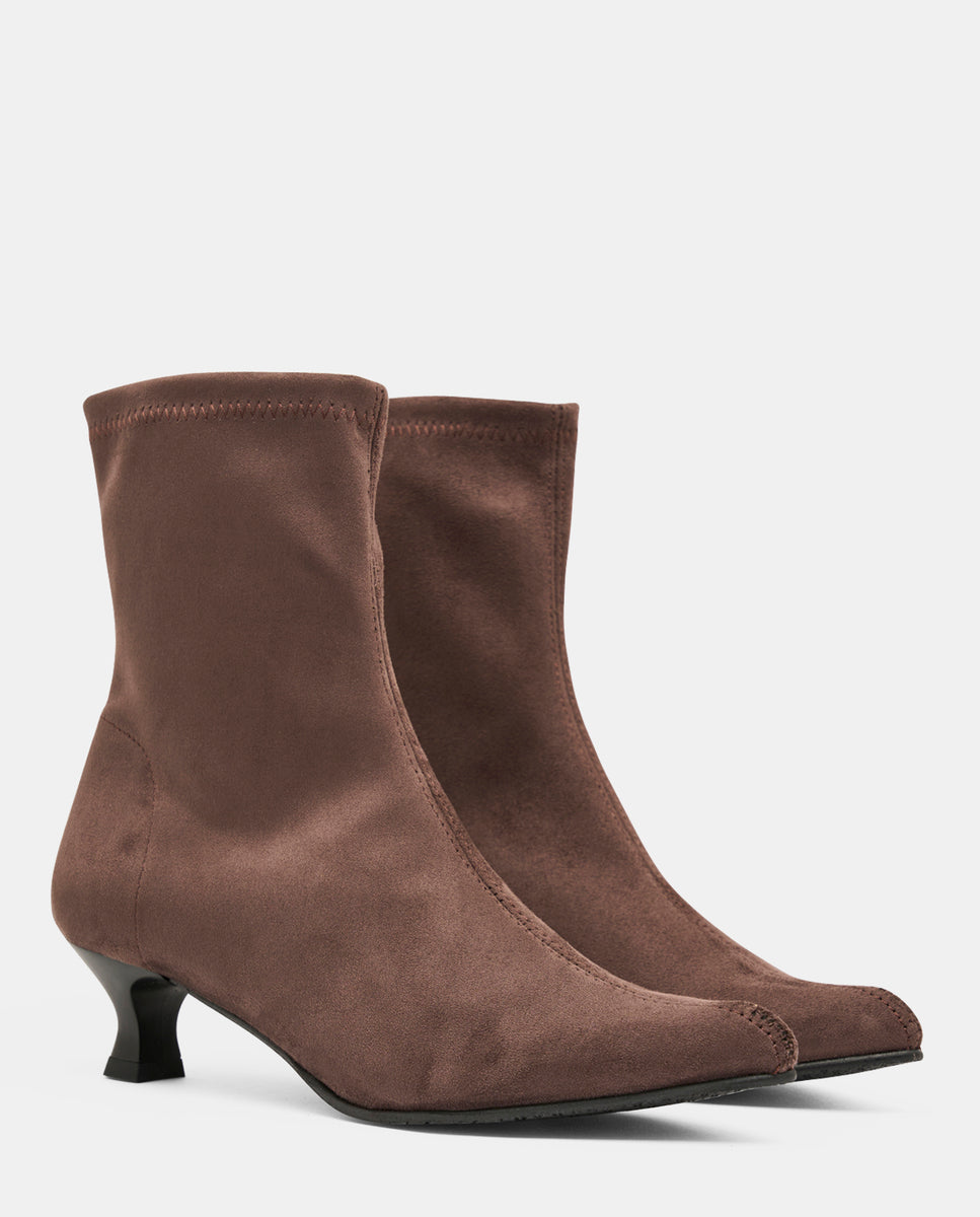 Botines zetina de mujer en efecto ante testa - Miss Elastic - Marrón chocolate Marrón chocolate-2