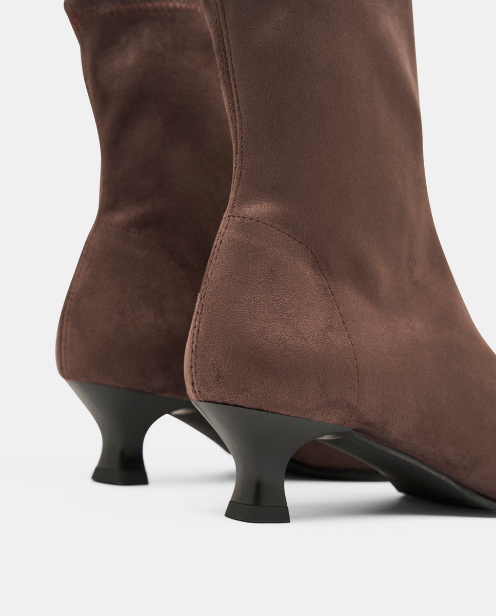 Botines zetina de mujer en efecto ante testa - Miss Elastic - Marrón chocolate Marrón chocolate-5
