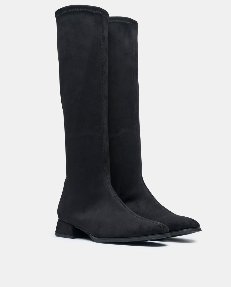 Imagen 2 de Botas faxe studio de mujer en efecto ante canela - Miss Elastic - Negro Negro
