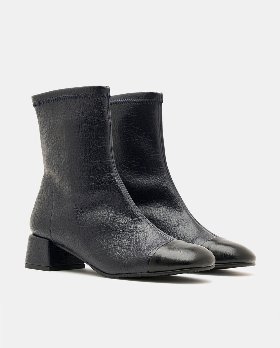 Botines brigite chanel de mujer en tejido elástico negro - Miss Elastic - Azul marino Azul marino-2