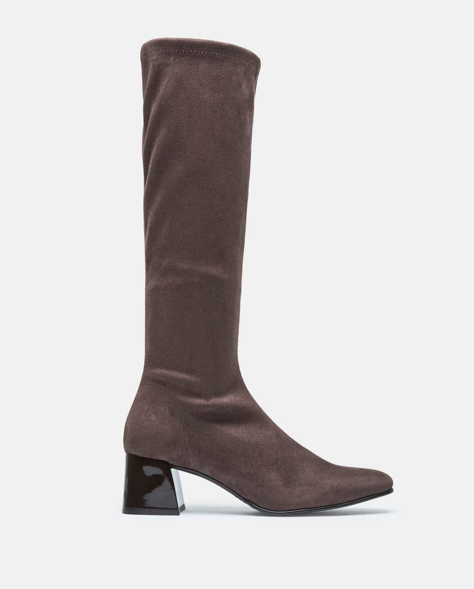 Botas fax bota de mujer en efecto ante testa - Miss Elastic - Marrón chocolate Marrón chocolate-4