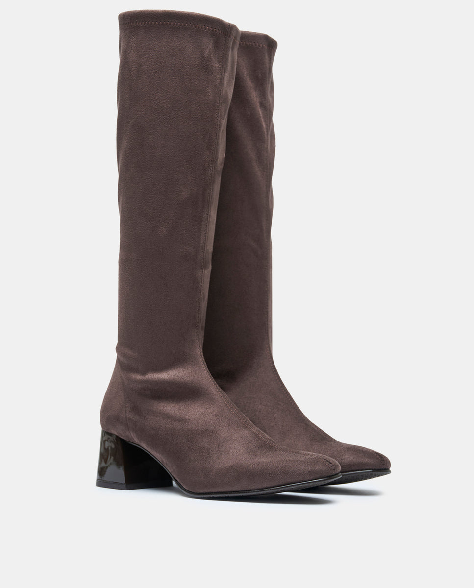 Botas fax bota de mujer en efecto ante testa - Miss Elastic - Marrón chocolate Marrón chocolate-2