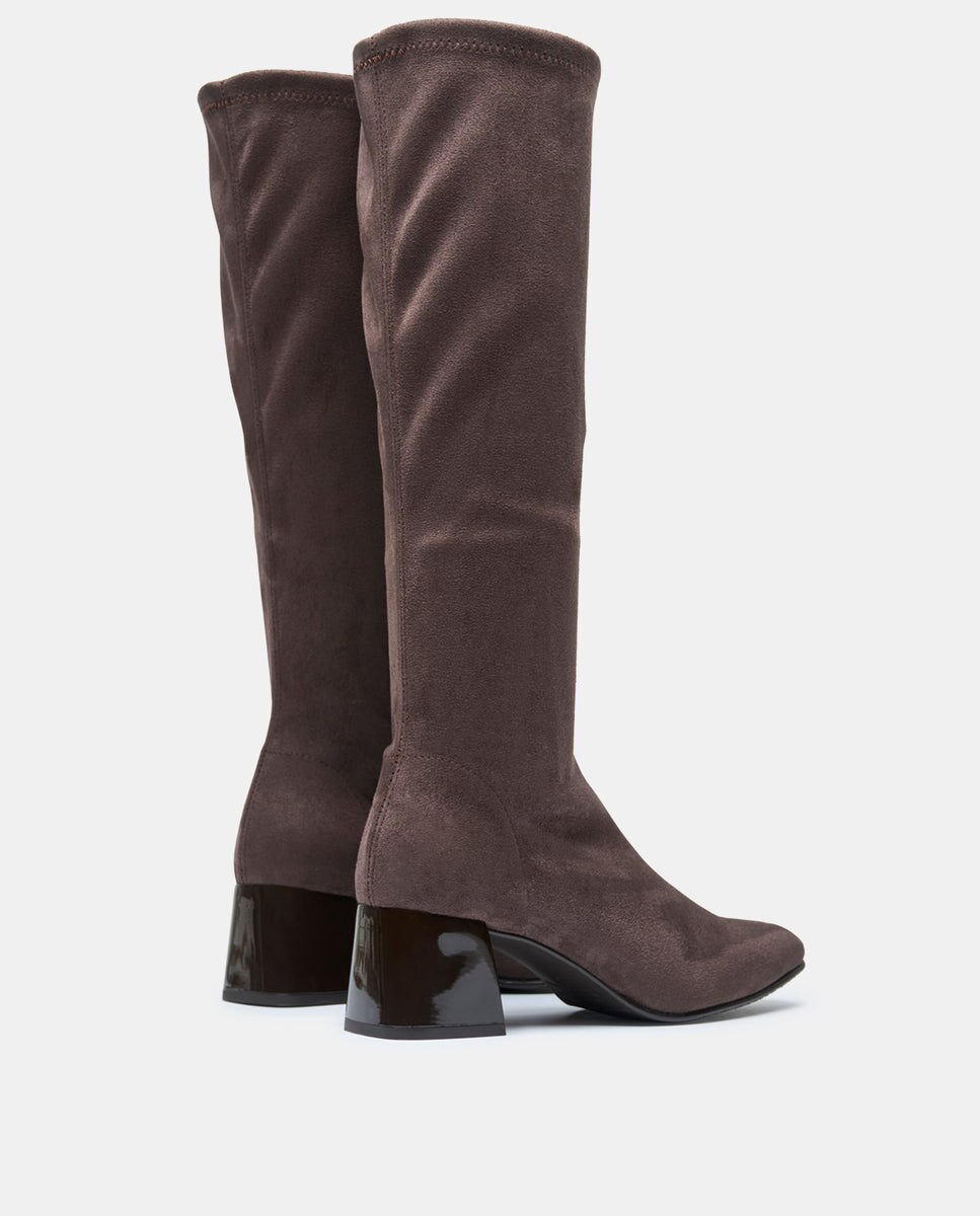 Botas fax bota de mujer en efecto ante testa - Miss Elastic - Marrón chocolate Marrón chocolate-3