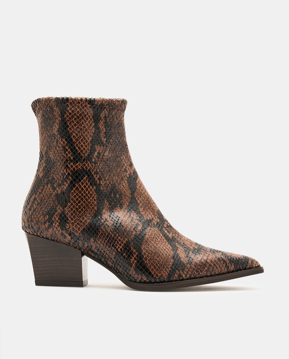 Botines texaco de mujer en efecto serpiente - Miss Elastic - Marrón Marrón-3