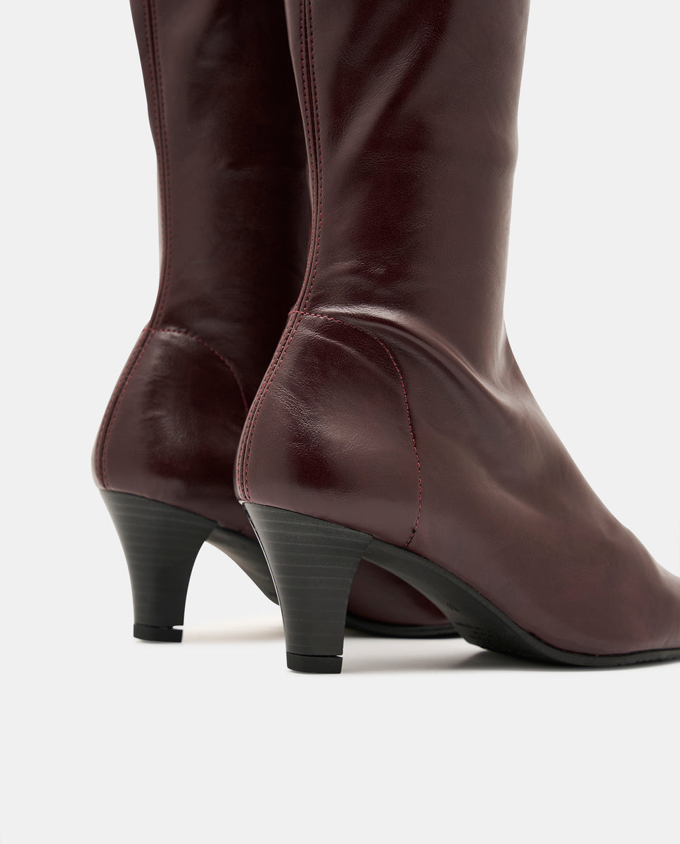 Botas luz de mujer en tejido elástico negro - Miss Elastic - Burdeos Burdeos-5