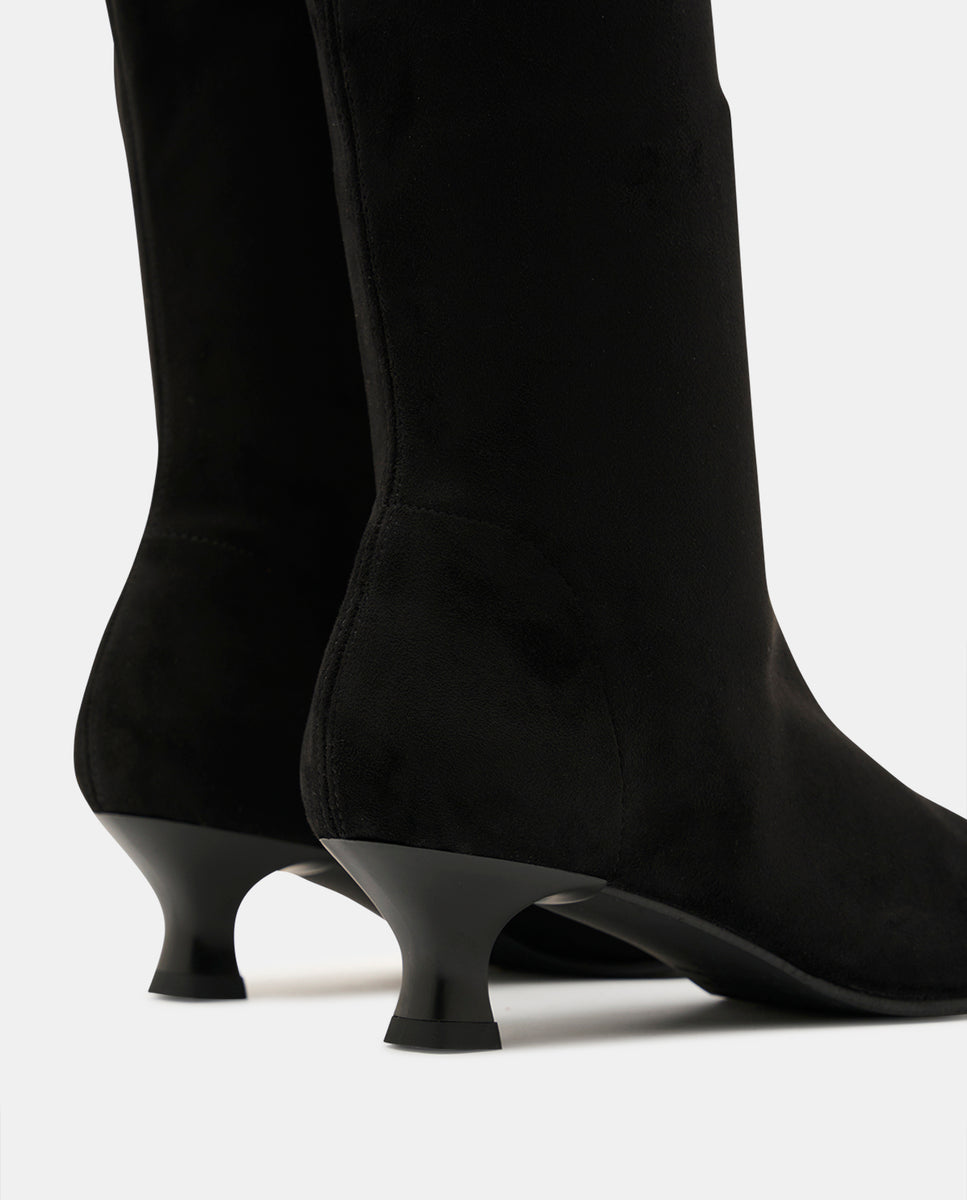 Botas zetina de mujer en efecto ante - Miss Elastic - Negro Negro-5