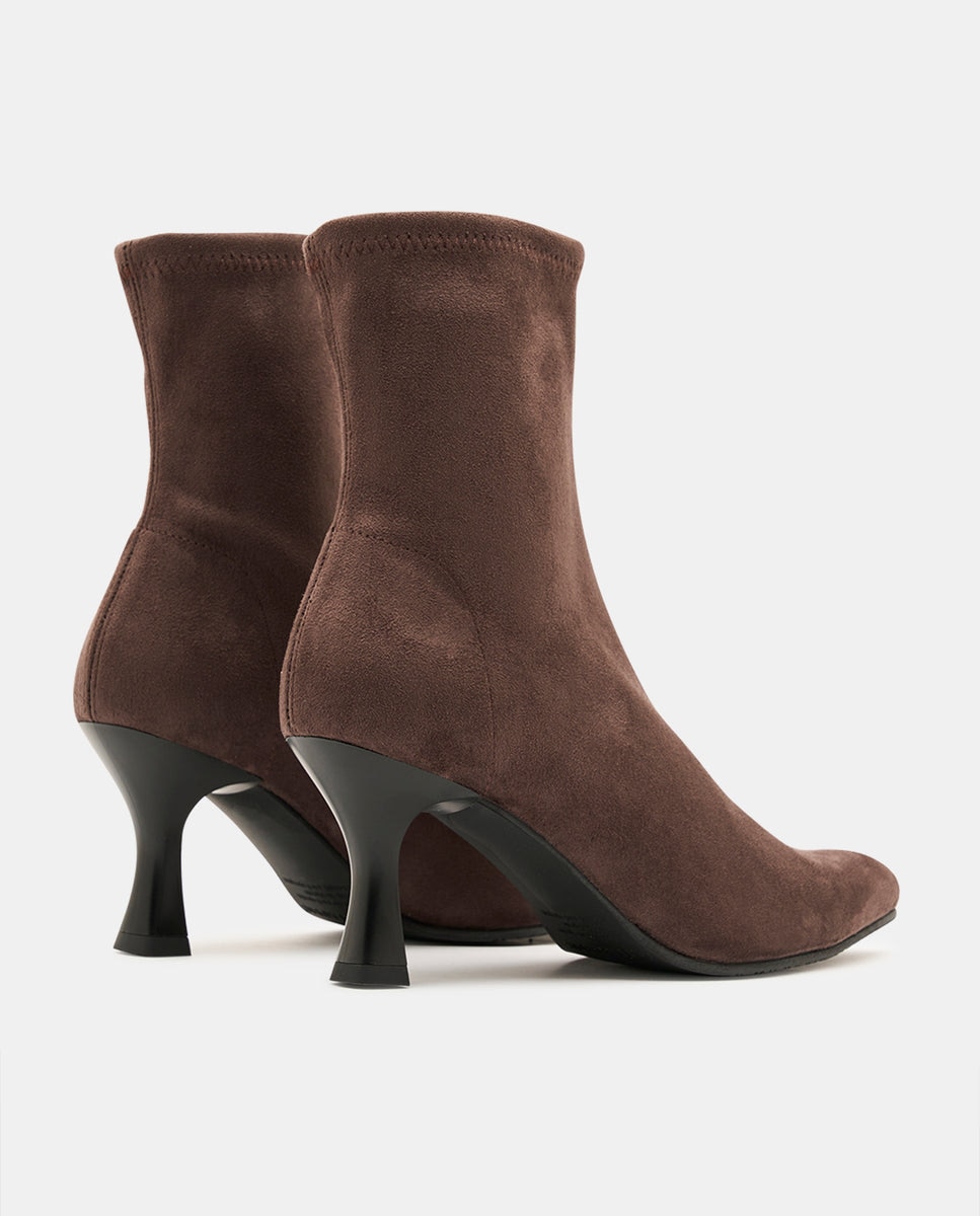 Botines zeta de mujer en efecto ante testa - Miss Elastic - Marrón chocolate Marrón chocolate-4