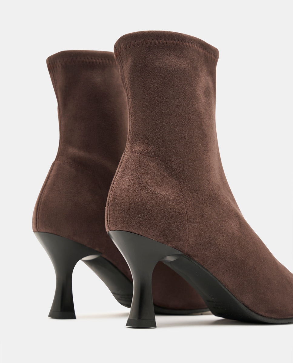 Botines zeta de mujer en efecto ante testa - Miss Elastic - Marrón chocolate Marrón chocolate-5
