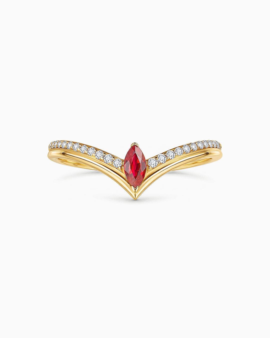 Imagen 1 de Sortija liora viva de rubí y diamantes en oro amarillo de 18 kt Rosa
