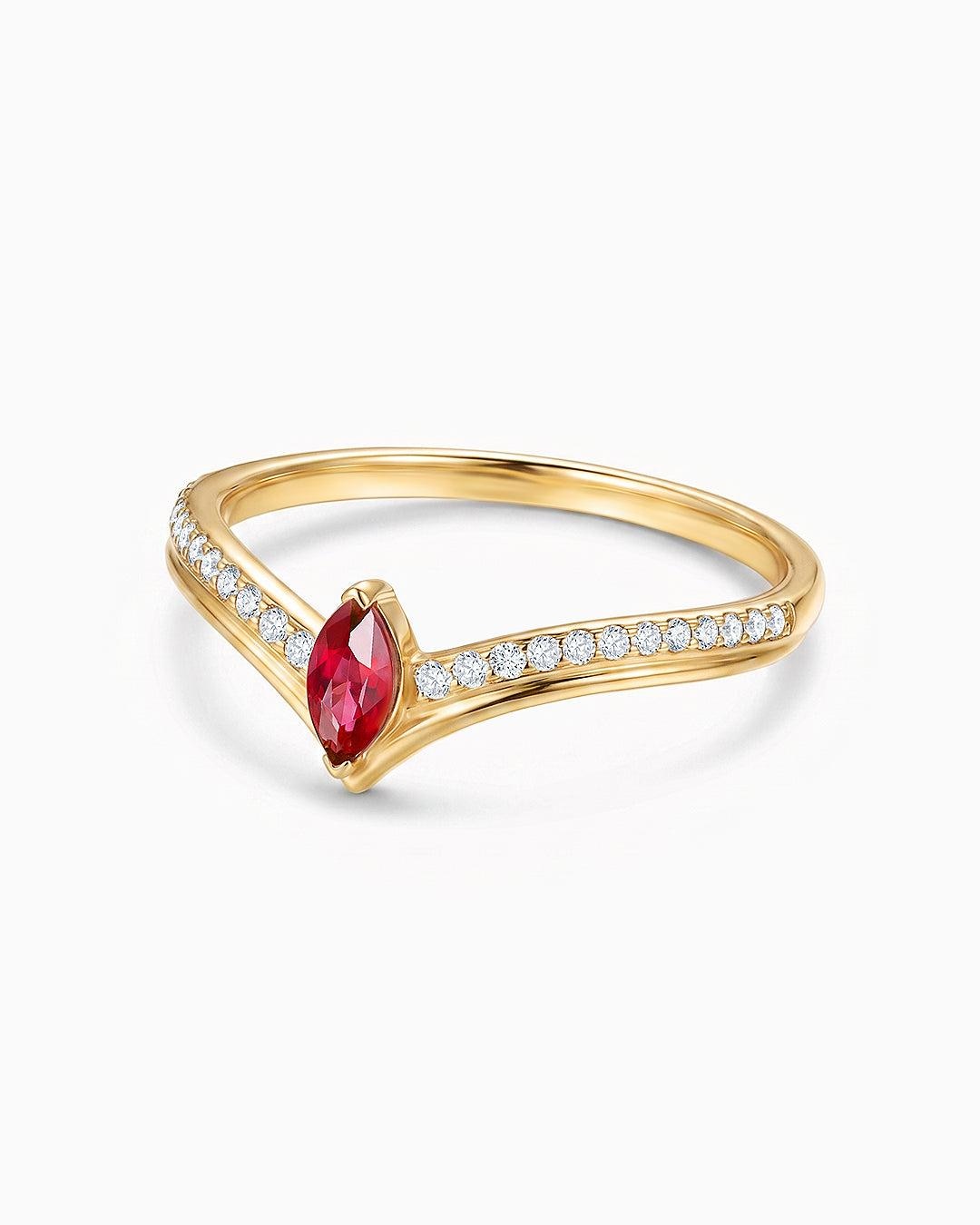 Imagen 4 de Sortija liora viva de rubí y diamantes en oro amarillo de 18 kt - MUMIT - Rosa Rosa
