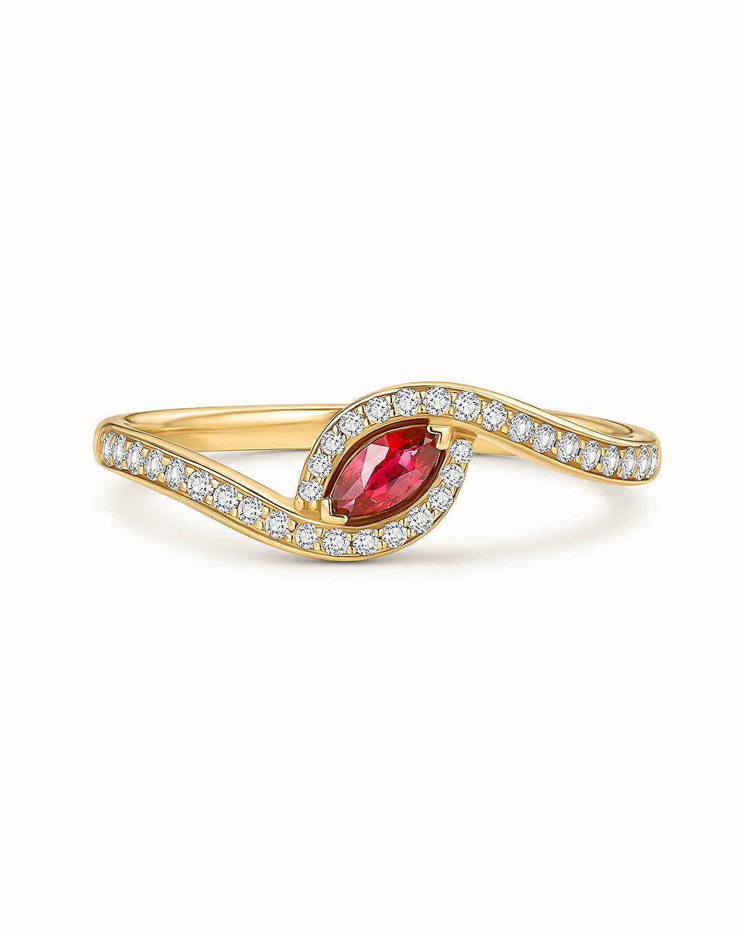 Imagen 1 de Sortija liora élan de rubí y diamantes en oro amarillo de 18 kt Rosa