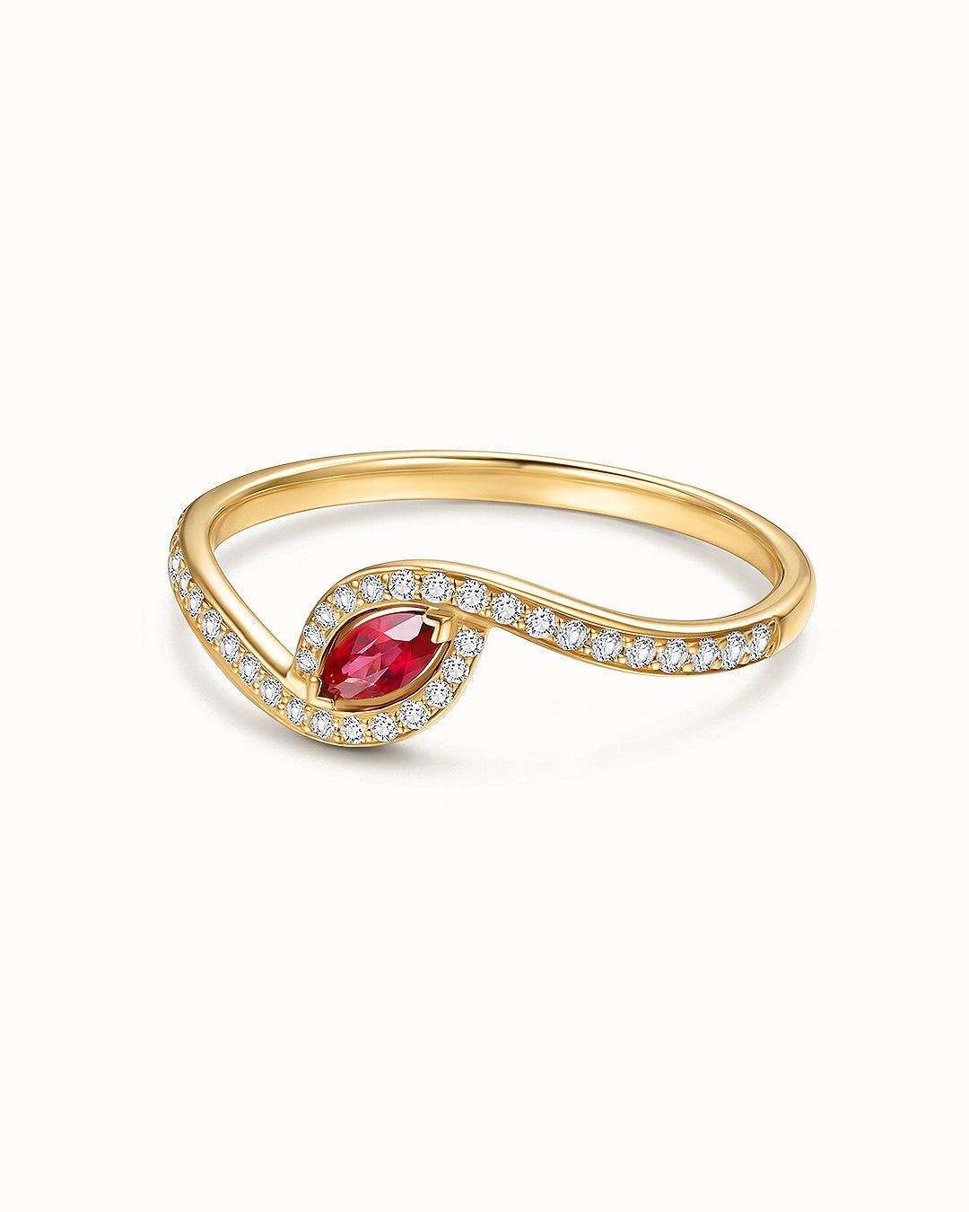 Imagen 4 de Sortija liora élan de rubí y diamantes en oro amarillo de 18 kt - MUMIT - Rosa Rosa