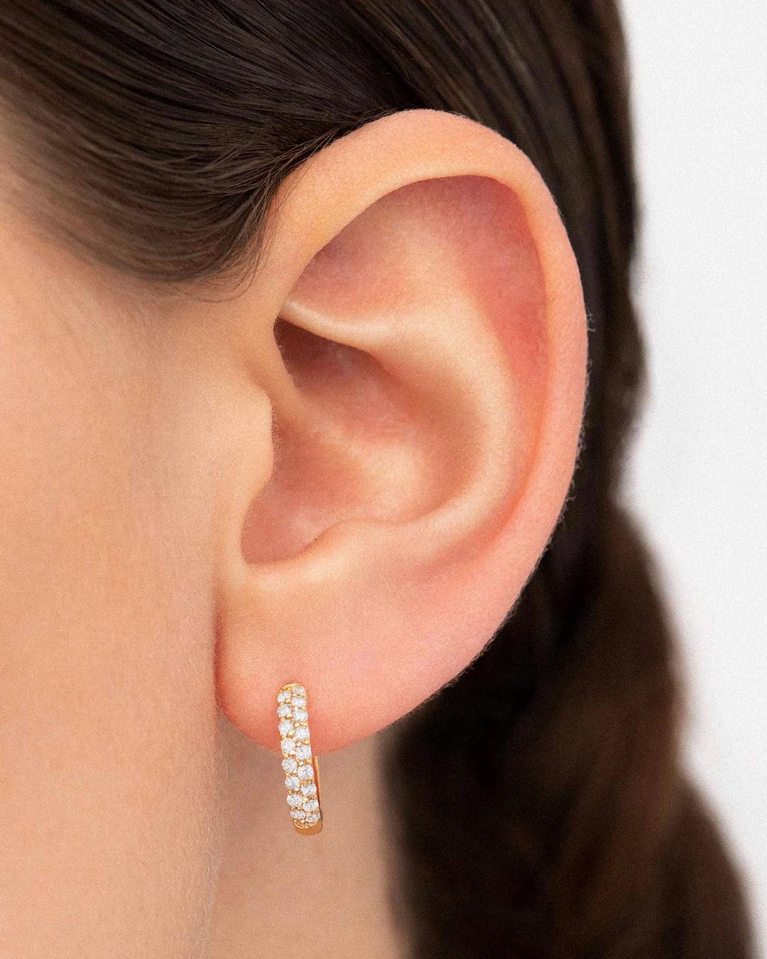 Pendiente piercing slice de diamantes en oro de 18 kt - MUMIT - Blanco Blanco-2