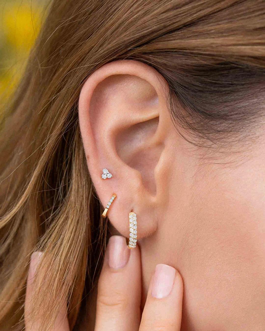Pendiente piercing slice de diamantes en oro de 18 kt - MUMIT - Blanco Blanco-3